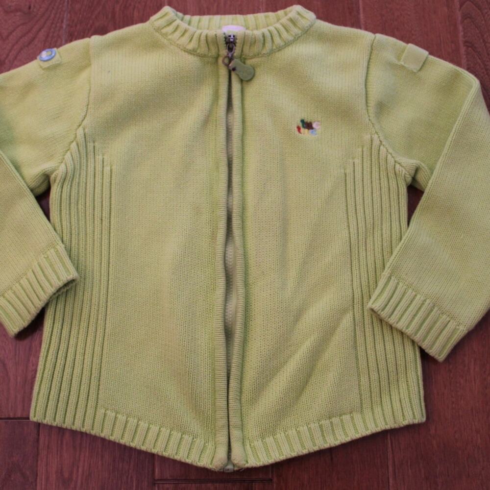 Tuc Tuc Full Zip‎ Knit Cardigan Sweater Green 3t